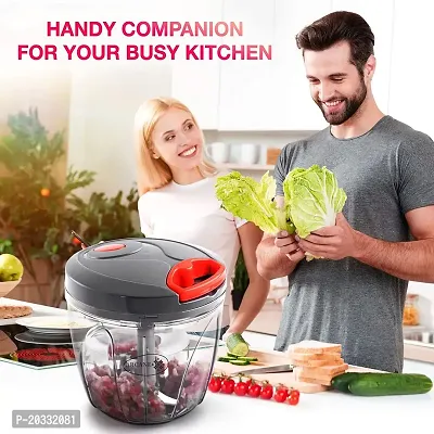 Arcane 1 Liter Big Size Kitchen Dori Handy Vegetable and Fruit Manual Onion Dry Fruit Salad Maker Vegetable Quick String Chopper Machine, Cutter ? 5 Stainless Steel Blades (XXL, Black, 1000ml)-thumb2