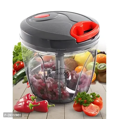 Arcane 1 Liter Big Size Kitchen Dori Handy Vegetable and Fruit Manual Onion Dry Fruit Salad Maker Vegetable Quick String Chopper Machine, Cutter ? 5 Stainless Steel Blades (XXL, Black, 1000ml)