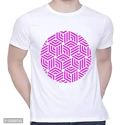 Stylish White Cotton Printed Round Neck T-Shirt For Men-thumb0