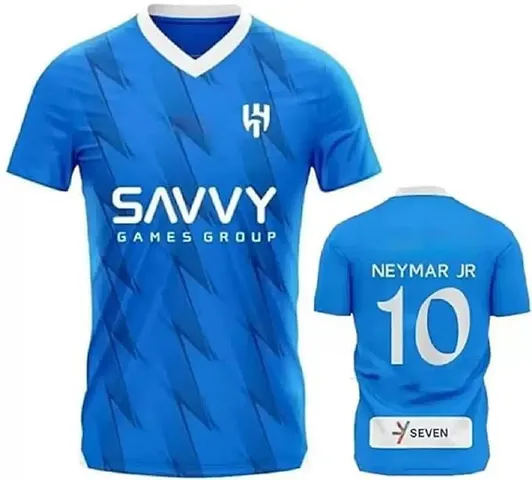 Stylish Polycotton Football Team Home Neymar Jersey T-Shirt For Men