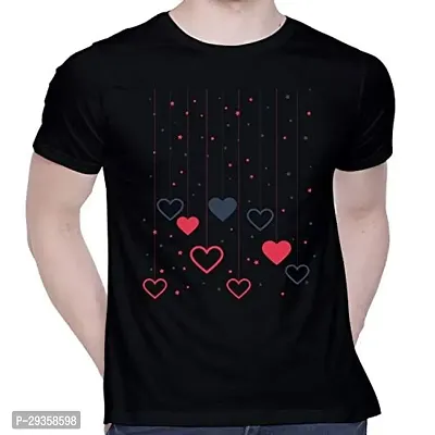 Stylish Black Cotton Printed Round Neck T-Shirt For Men