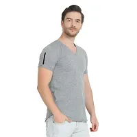 Glito Men's Grey Regular Fit Half Sleeve T-Shirt with Zip Detail for Men/T-Shirt's for Men (Grey)-thumb1