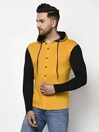 Glito Slim Fit Men?s Casual Full Sleeve T-Shirt with Collar|| 100% Cotton T-Shirt for Men(Yellow)-thumb3