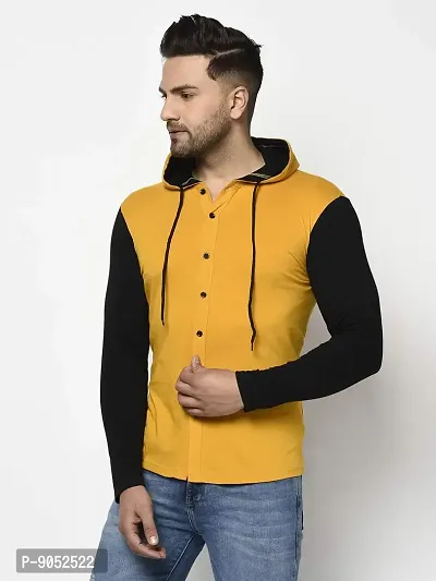 Glito Slim Fit Men?s Casual Full Sleeve T-Shirt with Collar|| 100% Cotton T-Shirt for Men(Yellow)-thumb4