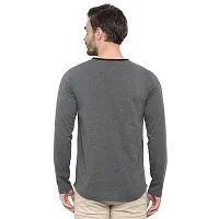 Glito Men's Casual Wear Slim Fit Full Sleeves Square Neck T-Shirts Grey Melange-thumb1