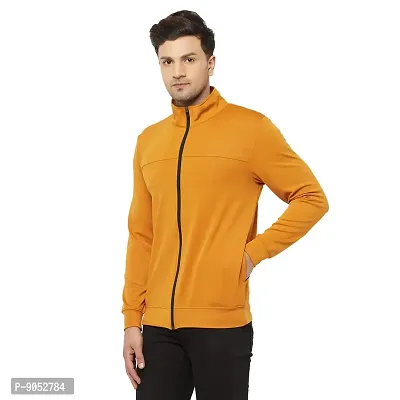 Glito Sports Men's Orange Front Zip DRYfit Jacket With Side  Front Pocket-thumb3