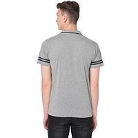 Men's Grey Cotton Solid V Neck Tees-thumb3