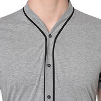 Men's Grey Cotton Solid V Neck Tees-thumb4