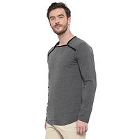 Men's Grey Solid Cotton T Shirt-thumb2