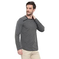 Men's Grey Solid Cotton T Shirt-thumb3