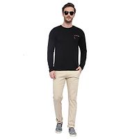 Men's Black Solid Cotton Round Neck Tees-thumb4