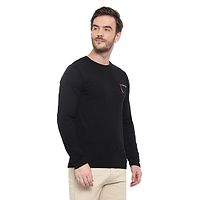 Men's Black Solid Cotton Round Neck Tees-thumb3