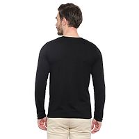 Men's Black Solid Cotton Round Neck Tees-thumb1