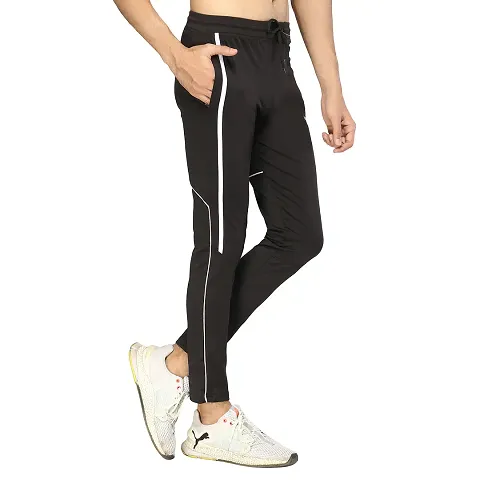 Glito Menrsquo;s Regular Fit Track Pants Sports Wear Lycra Jogger Lower for Gym Yoga Wear - (Black)