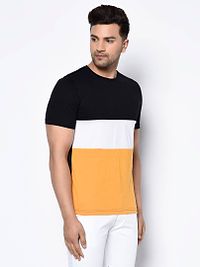 Men's Multicoloured Colourblocked Cotton Round Neck Tees-thumb3