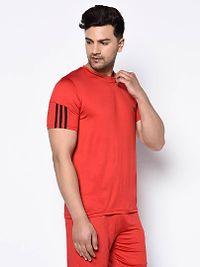 Red  Polyester Tshirt For Men's-thumb3