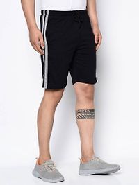 Men's Black Cotton Regular Fit Shorts-thumb2