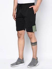 Men's Black Polyester Slim Fit Shorts-thumb1