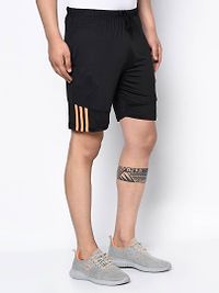 Men's Black Polyester Slim Fit Shorts-thumb2