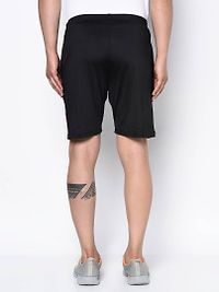 Men's Black Polyester Slim Fit Shorts-thumb1