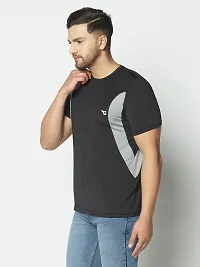 Men's Jersey Round Neck Sports T-Shirt - Black  Grey-thumb2