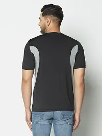 Men's Jersey Round Neck Sports T-Shirt - Black  Grey-thumb1