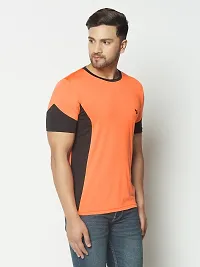 Men's Jersey Round Neck Gym wear  Active wear Sports T-Shirt - Neon Orange  Black-thumb3