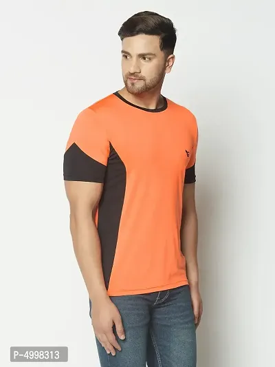 Men's Jersey Round Neck Gym wear  Active wear Sports T-Shirt - Neon Orange  Black-thumb4