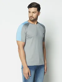 Men's Round Neck Half Sleeves Regular Gym wear  Active wear Sports T-Shirt  Grey  Sky Blue-thumb3