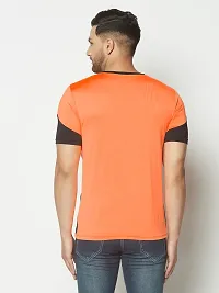 Men's Jersey Round Neck Gym wear  Active wear Sports T-Shirt - Neon Orange  Black-thumb1