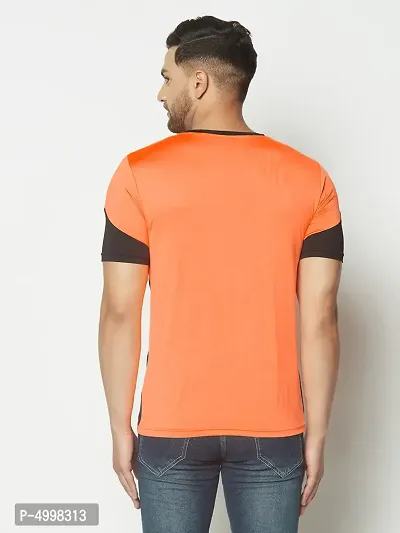 Men's Jersey Round Neck Gym wear  Active wear Sports T-Shirt - Neon Orange  Black-thumb2