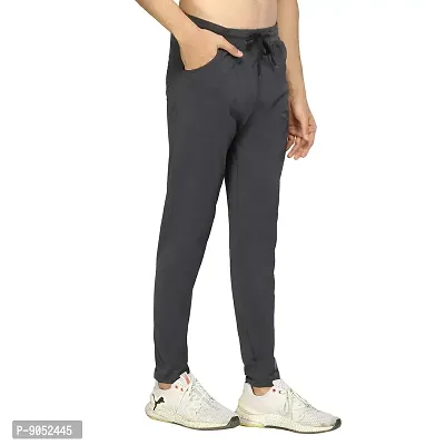 Glito Menrsquo;s Regular Fit Track Pants Sports Wear Lycra Jogger Lower for Gym  Yoga Wearing (Grey)-thumb3