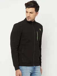 Glito Sports Men's Regular Fit Zip Closure Black Track Jacket With Side  Front Pocket-thumb3