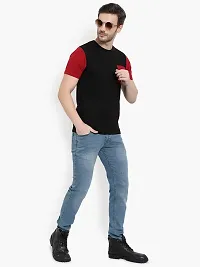 Glito Men's Round Neck Cotton Half Sleeves T-Shirt with Front Pocket in Maroon Colour-thumb4