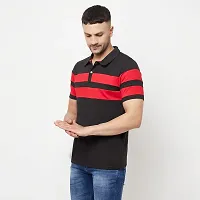 Glito Men Striped Polo Collar T-Shirt(Black)-thumb2