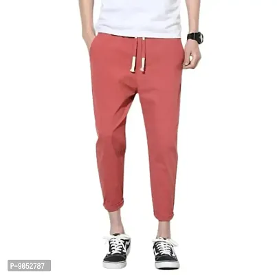 Glito Grey Stretchable Elasticated Waist Track Pants with Insert Pocket(Orange)