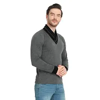 Glito Casual Slim Fit Cotton Fullsleeve Tshirt(Charcoal)-thumb3