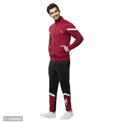 Glito Blocked Stretchable Regular Fit Gym Wear Track Suit-thumb2