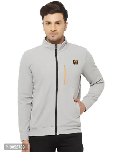 Glito Sports Men's Orange Front Zip DRYfit Jacket With Side  Front Pocket