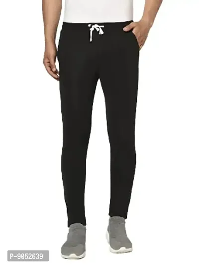 Glito Black Stretchable Elasticated Waist Track Pants with Insert Pocket-thumb0