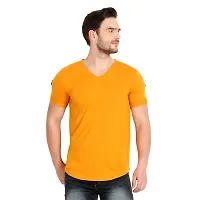 Glito Men's Mustard Yellow Regular Fit Half Sleeve T-Shirt with Zip Detail for Men/T-Shirt's for Men (Mustard)-thumb2