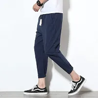 Glito Grey Stretchable Elasticated Waist Track Pants with Insert Pocket(Blue)-thumb4