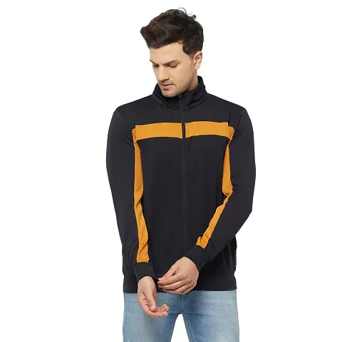 Glito Sports Men's Orange Front Zip DRYfit Jacket With Side & Front Pocket