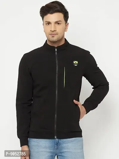 Glito Sports Men's Regular Fit Zip Closure Black Track Jacket With Side  Front Pocket