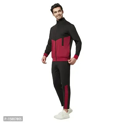 Glito Blocked Stretchable Regular Fit Gym Wear Track Suit-thumb2