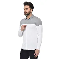 Glito Men's Cotton Slim Fit Collar Shirts in White  Grey Color-thumb3