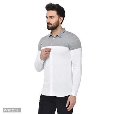 Glito Men's Cotton Slim Fit Collar Shirts in White  Grey Color-thumb4