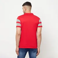 Glito Men Striped Polo Collar T-Shirt(Red)-thumb1