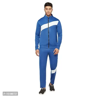 Glito Sports Wear Walking,Jogging,Running White  Blue Men's Super Poly Track Suit | (TRCK#03_V-M)