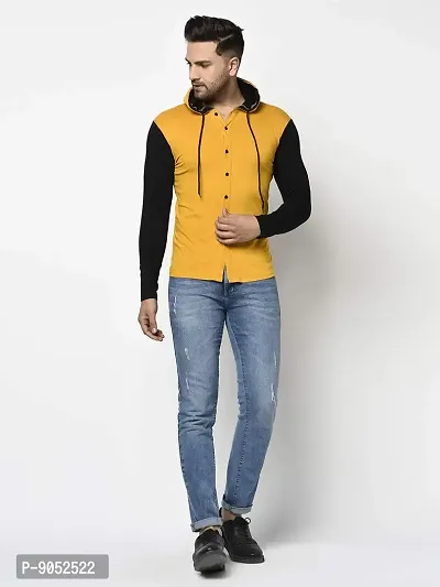 Glito Slim Fit Men?s Casual Full Sleeve T-Shirt with Collar|| 100% Cotton T-Shirt for Men(Yellow)-thumb5